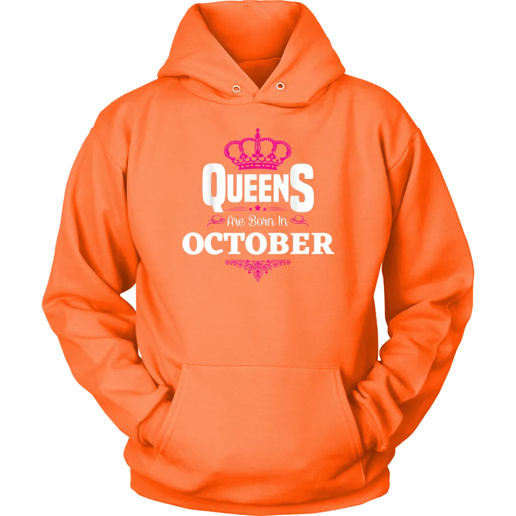 Queens Born In October | October Birthday | Birthday Gifts for Her | Zodiac Hoodie | Libra