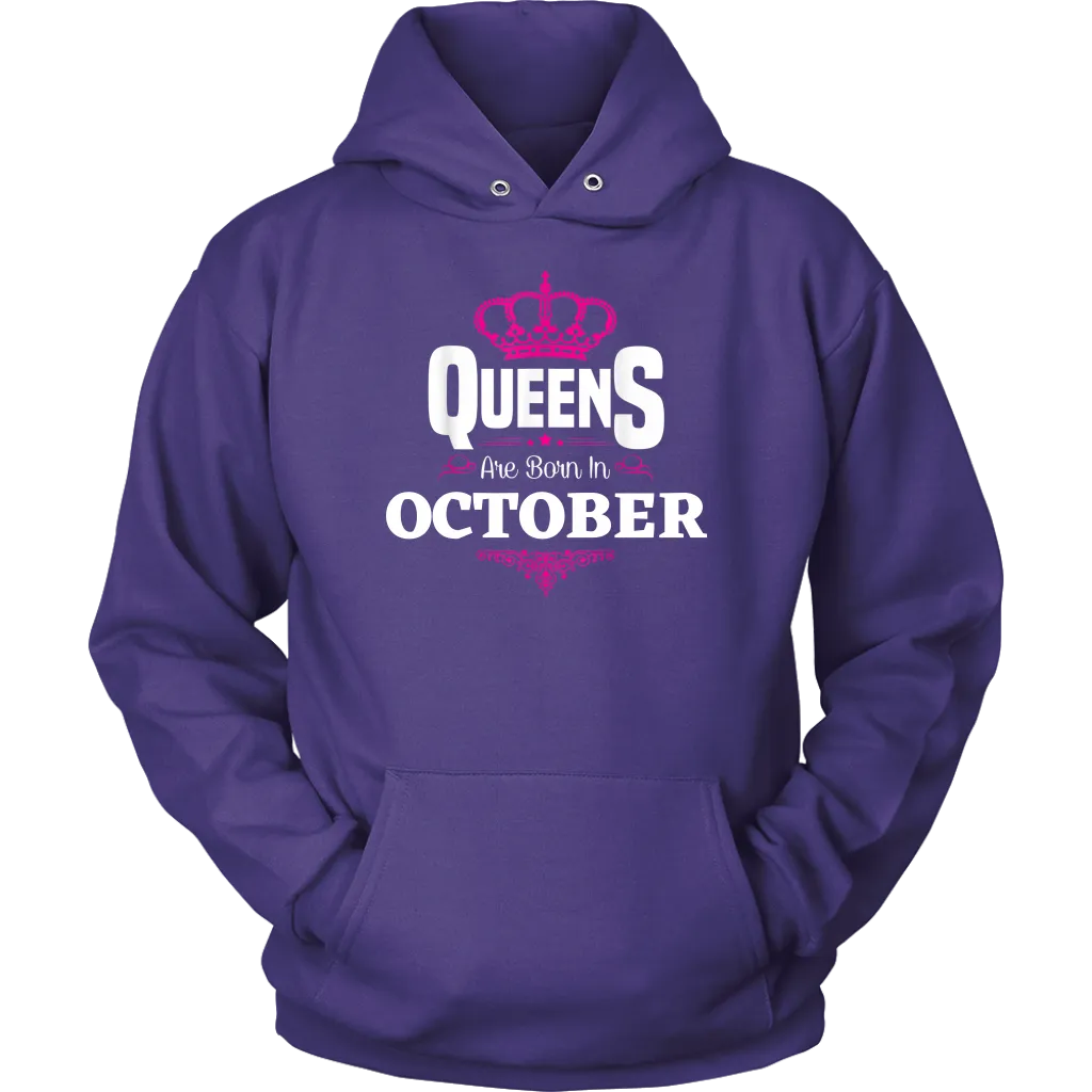 Queens Born In October | October Birthday | Birthday Gifts for Her | Zodiac Hoodie | Libra