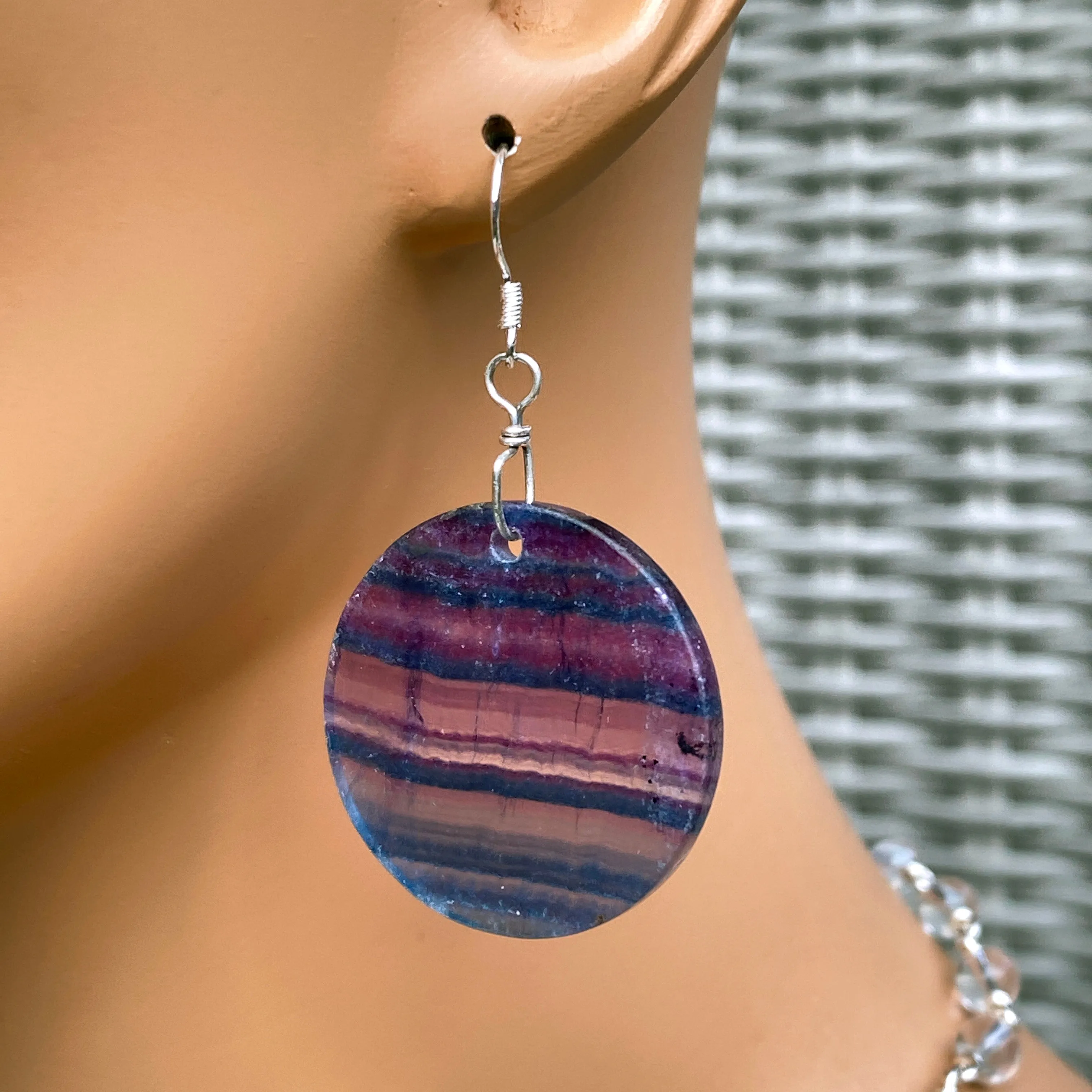 Rainbow Fluorite Dangle Earrings