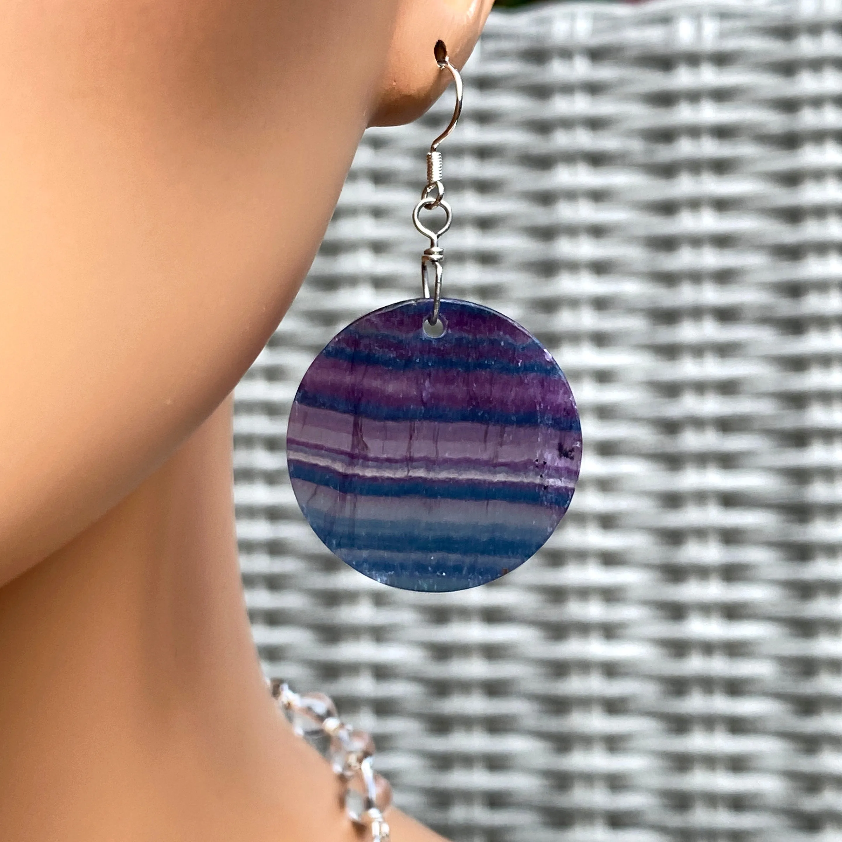 Rainbow Fluorite Dangle Earrings