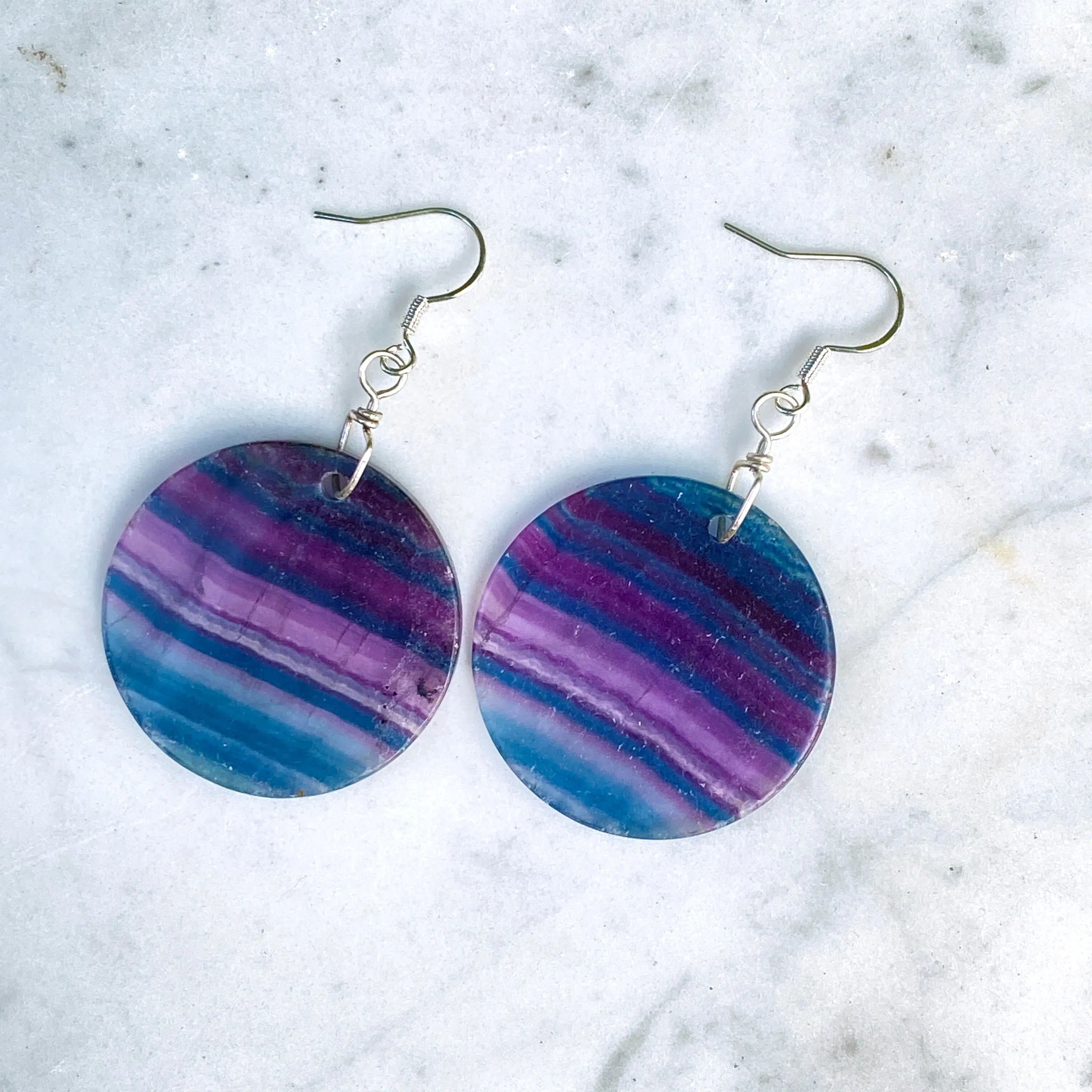 Rainbow Fluorite Dangle Earrings