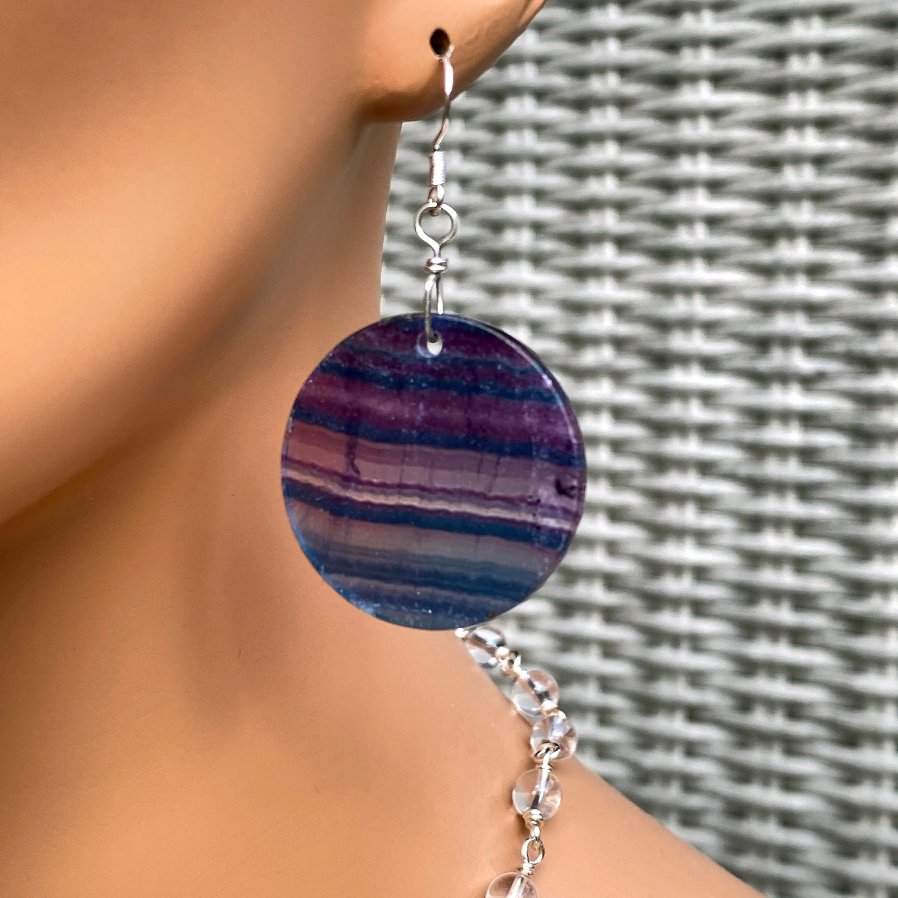 Rainbow Fluorite Dangle Earrings