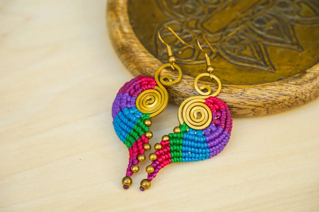 Rainbow Gypsy Micro Macrame Boho Earrings