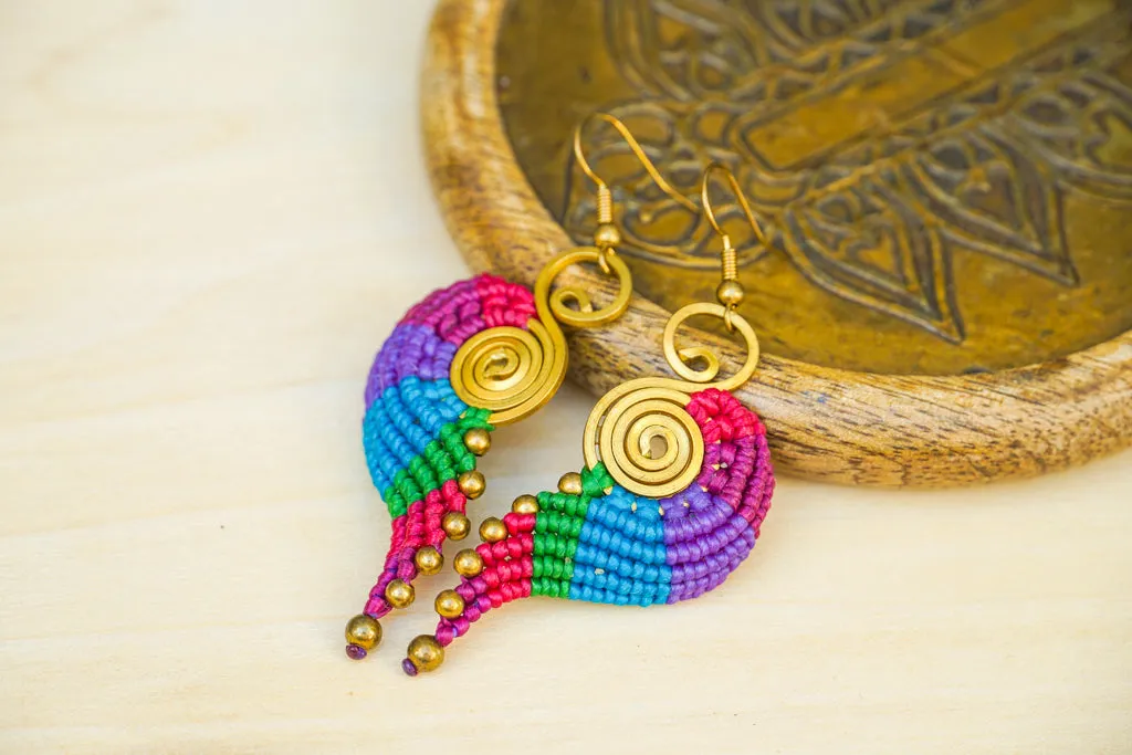 Rainbow Gypsy Micro Macrame Boho Earrings