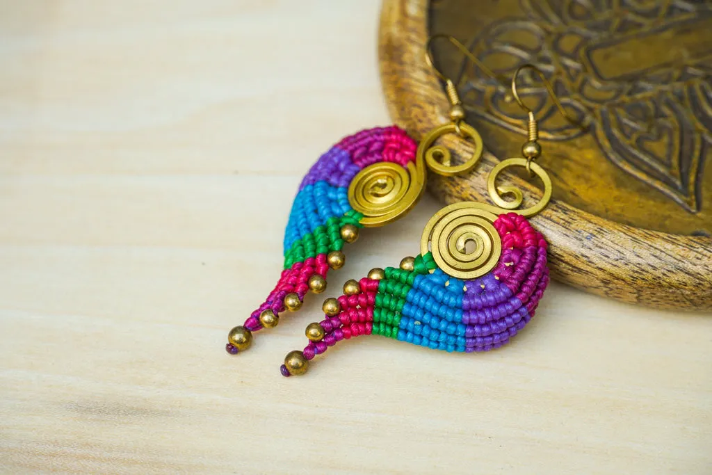 Rainbow Gypsy Micro Macrame Boho Earrings