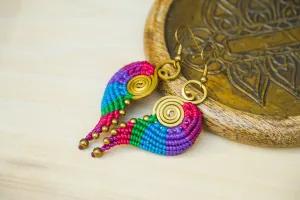 Rainbow Gypsy Micro Macrame Boho Earrings