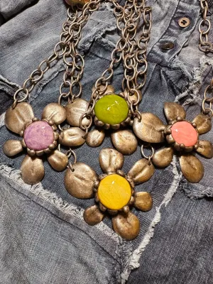 Retro Flower Stone Necklace