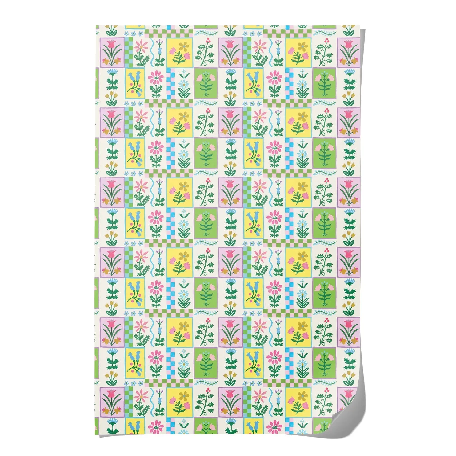 Retro Flower Wrapping Paper Rolls