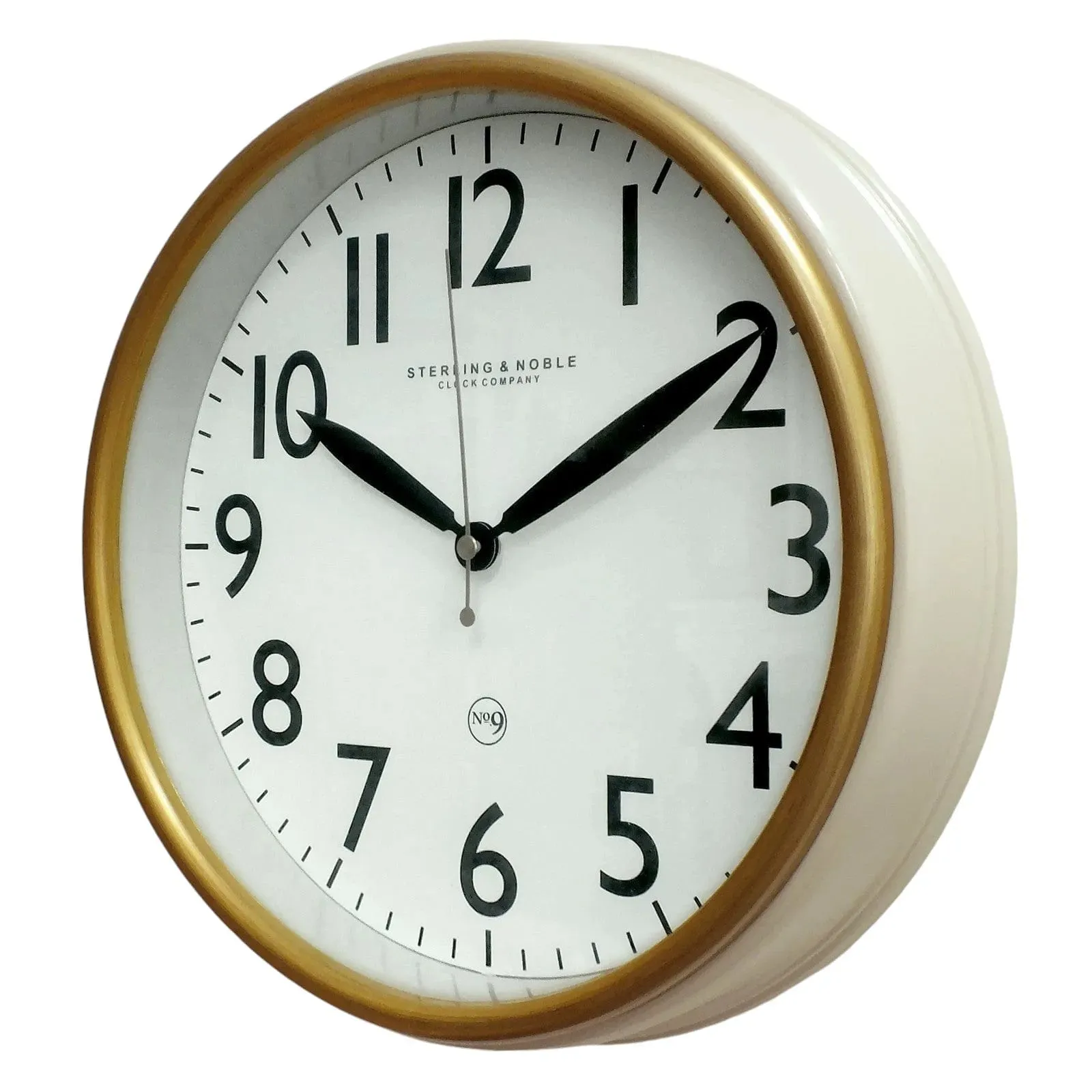 Retro Style Round Wall Clock with Gold Bezel and Quartz Movement