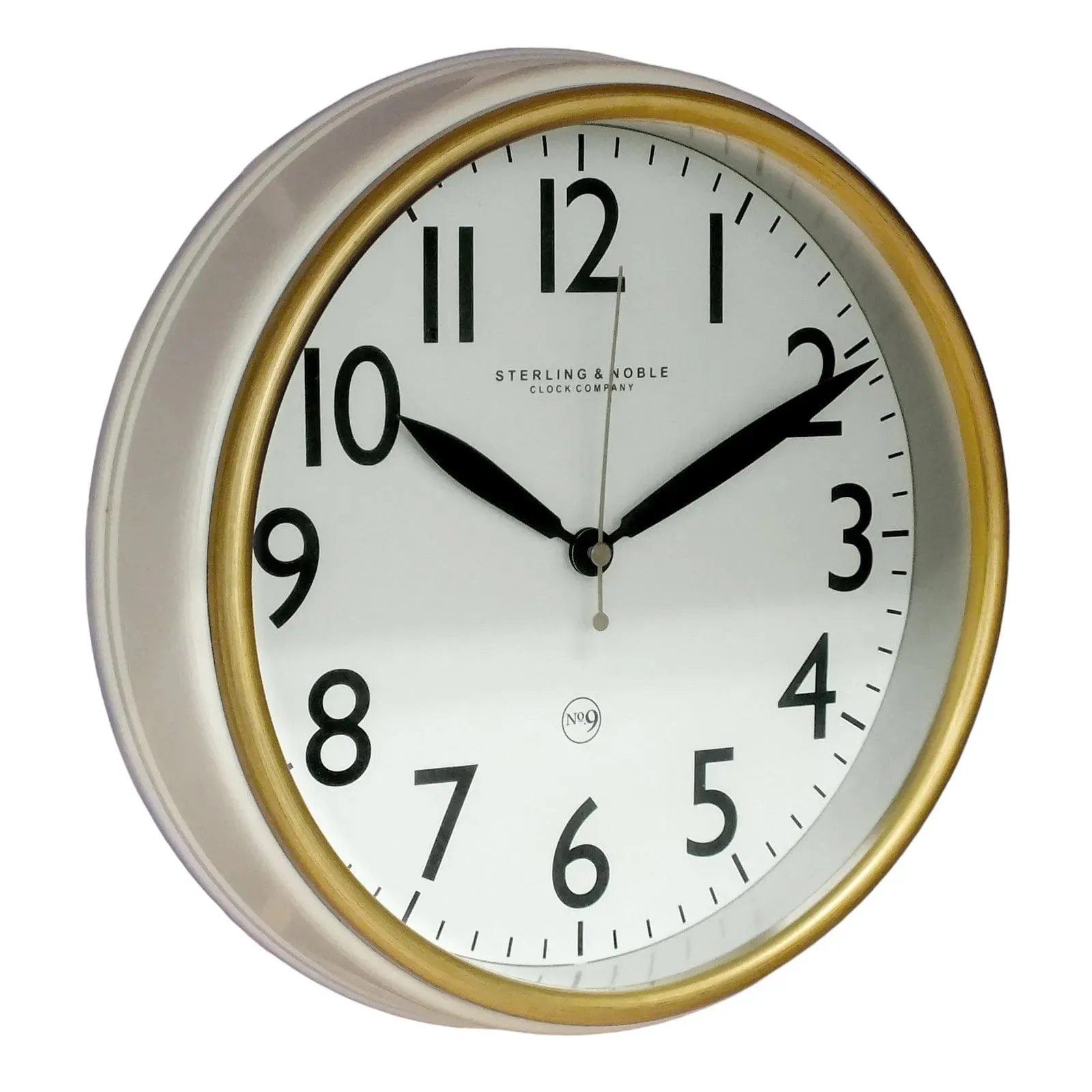Retro Style Round Wall Clock with Gold Bezel and Quartz Movement
