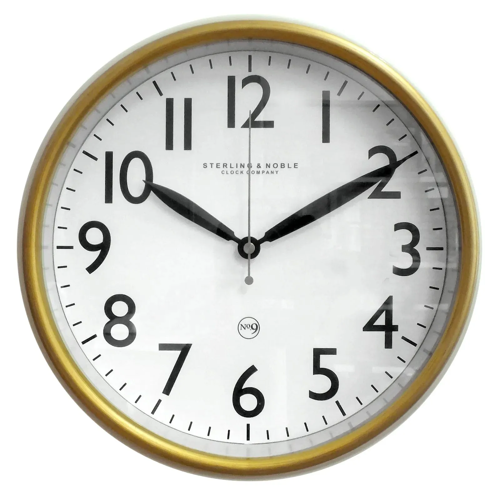 Retro Style Round Wall Clock with Gold Bezel and Quartz Movement