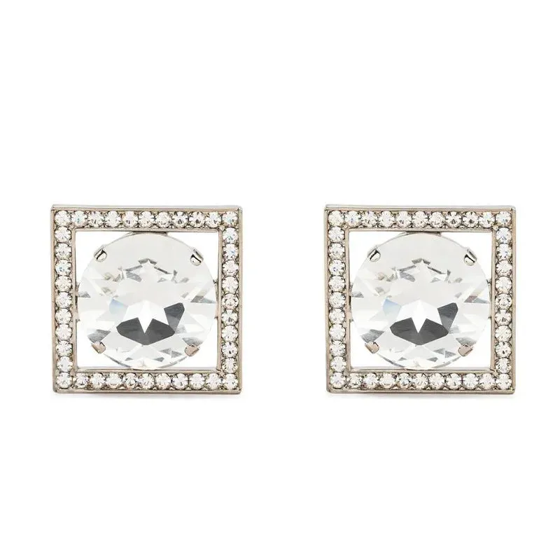 Rhinestone Big Round Stone Drop Earrings