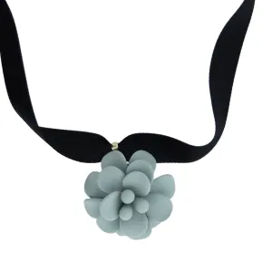 Roman Light Green Hibiscus Retro Dangle Choker Necklace