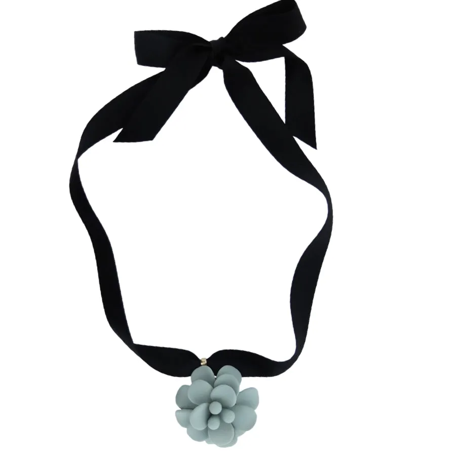 Roman Light Green Hibiscus Retro Dangle Choker Necklace