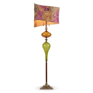 Romel Floor Lamp F164 Ao 141 by Kinzig Design, Copper, Green Blown Glass, Purple, Raspberry, Green, Gold, Copper Shade