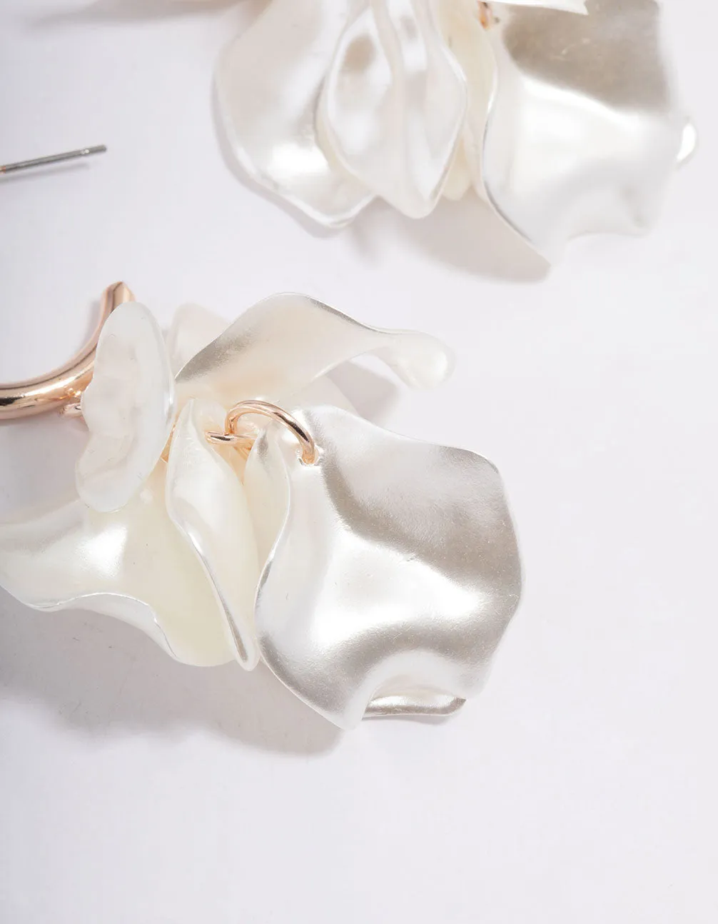 Rose Gold Coated Petal Huggie Earrings