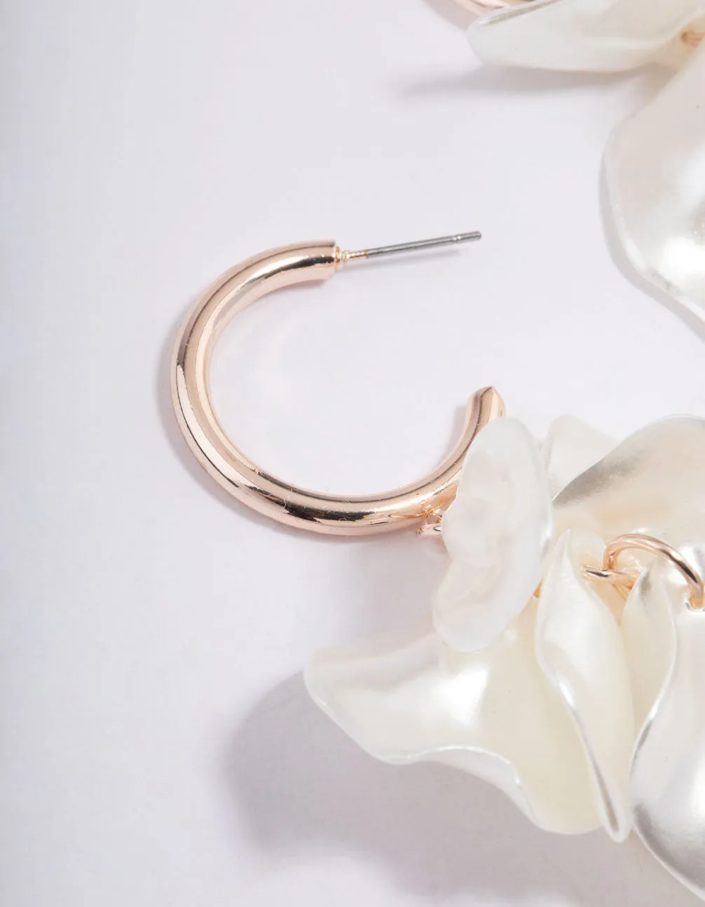 Rose Gold Coated Petal Huggie Earrings
