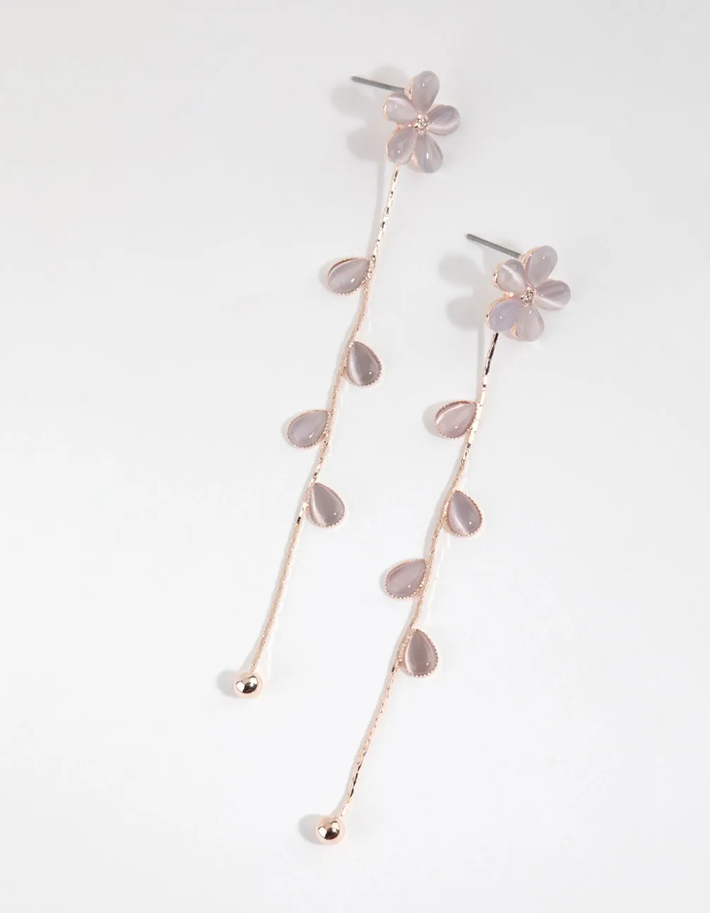 Rose Gold Flower Vine Drop Earrings