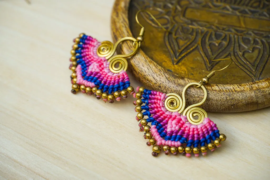 Rose Mirage Micro Macrame Boho Earrings