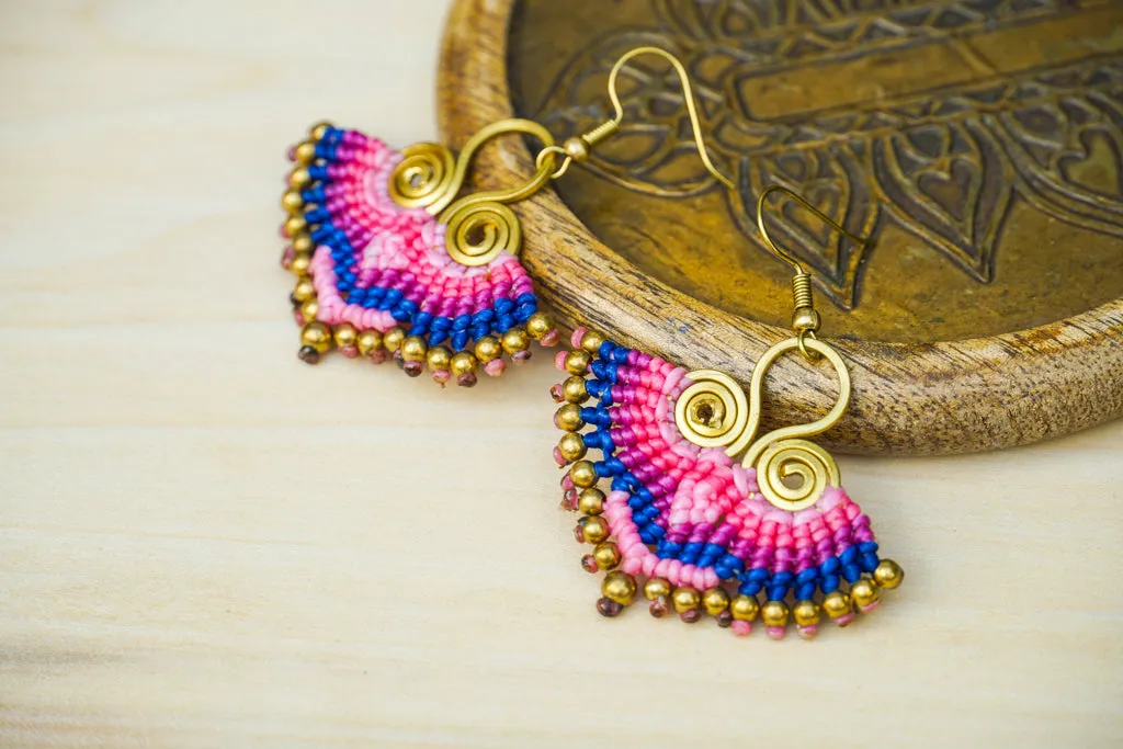 Rose Mirage Micro Macrame Boho Earrings