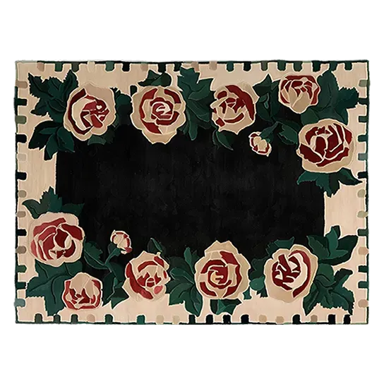 Rosette Noir Hand Tufted Rug