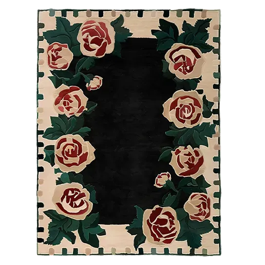 Rosette Noir Hand Tufted Rug