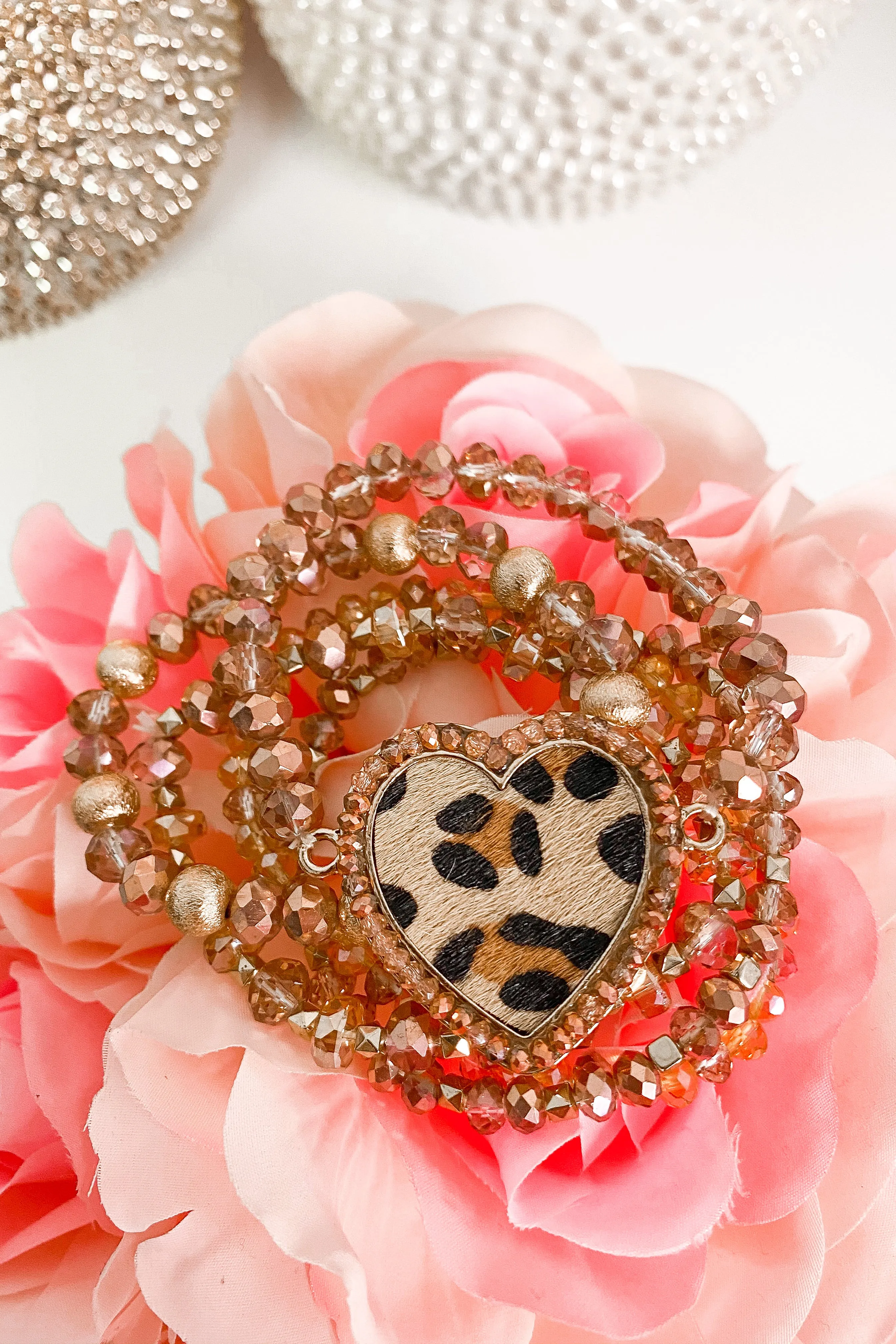 Rosey Heart Stack Bracelet Set