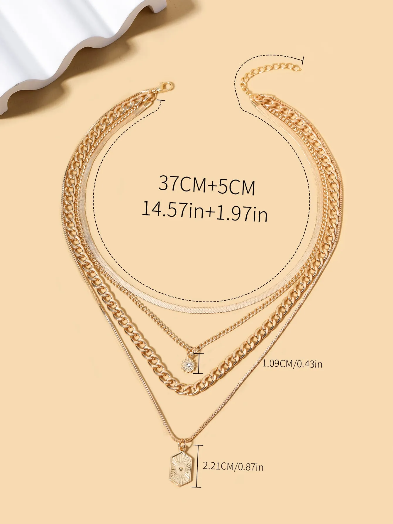 Round Charm Layered Necklace - Gold- FD ⚡