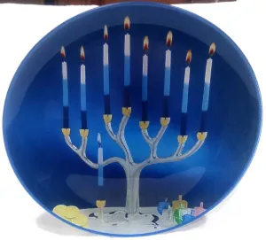 ROUND GLASS MENORAH SERVING  PLATE