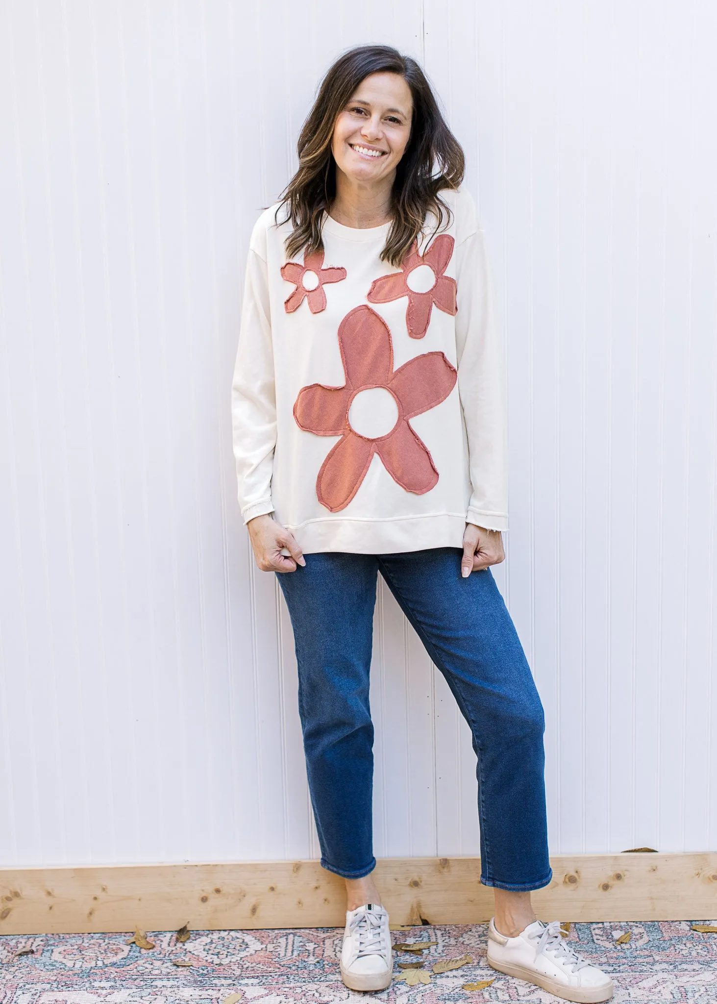Rust Flower Longsleeve Top
