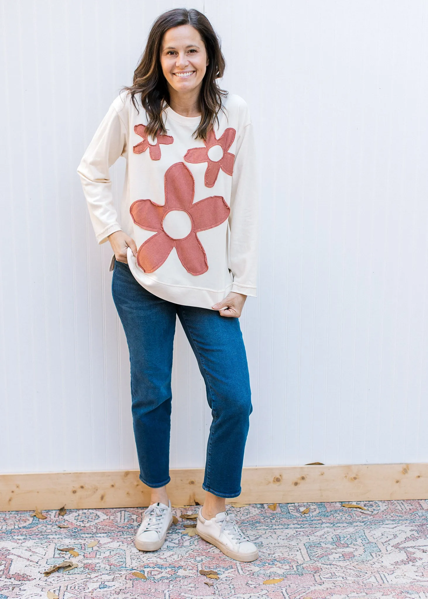 Rust Flower Longsleeve Top