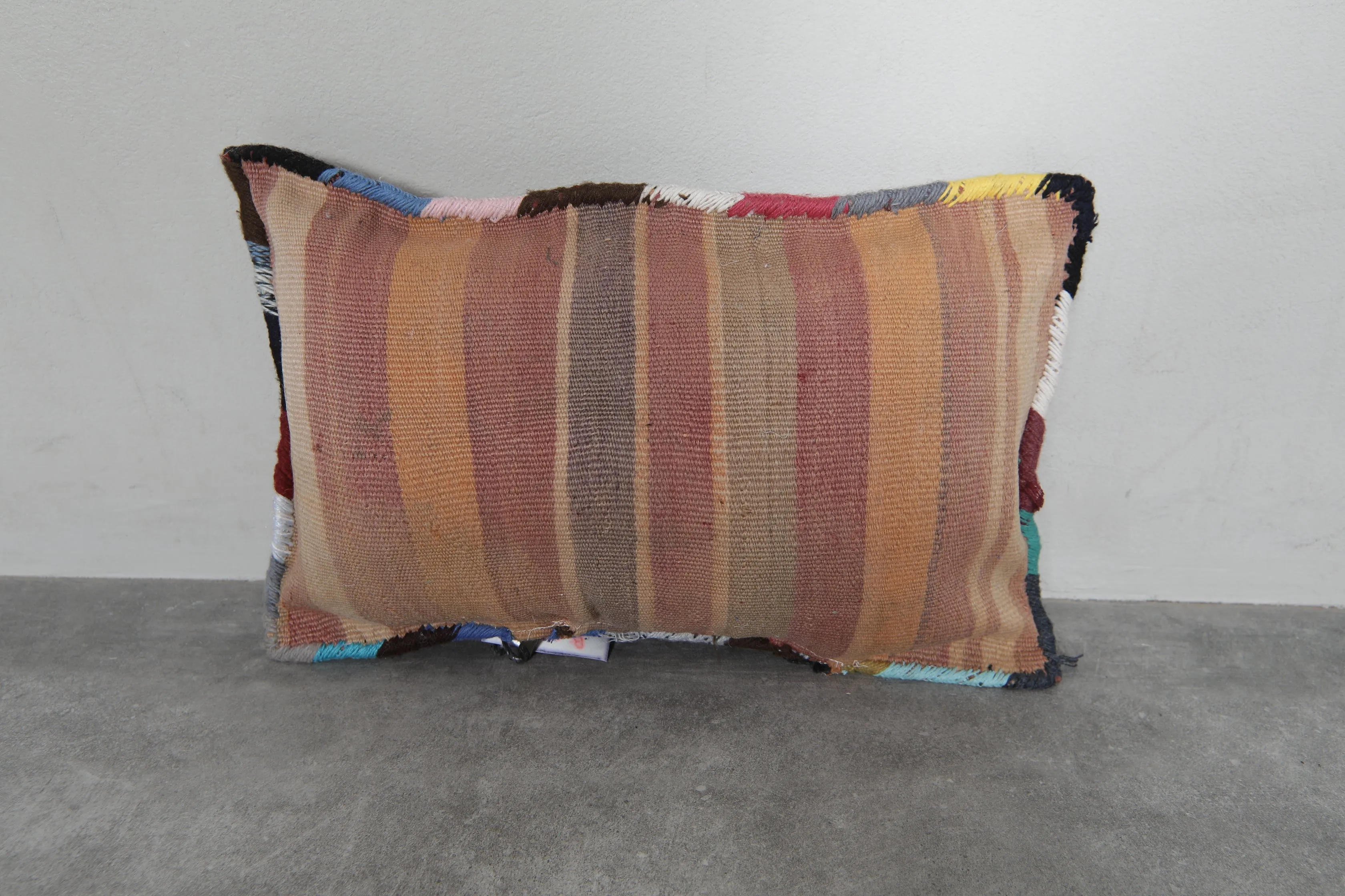 Rustic Moroccan Pillow with Red and Black Diamond Patterns - 13.7 x 20 Inches