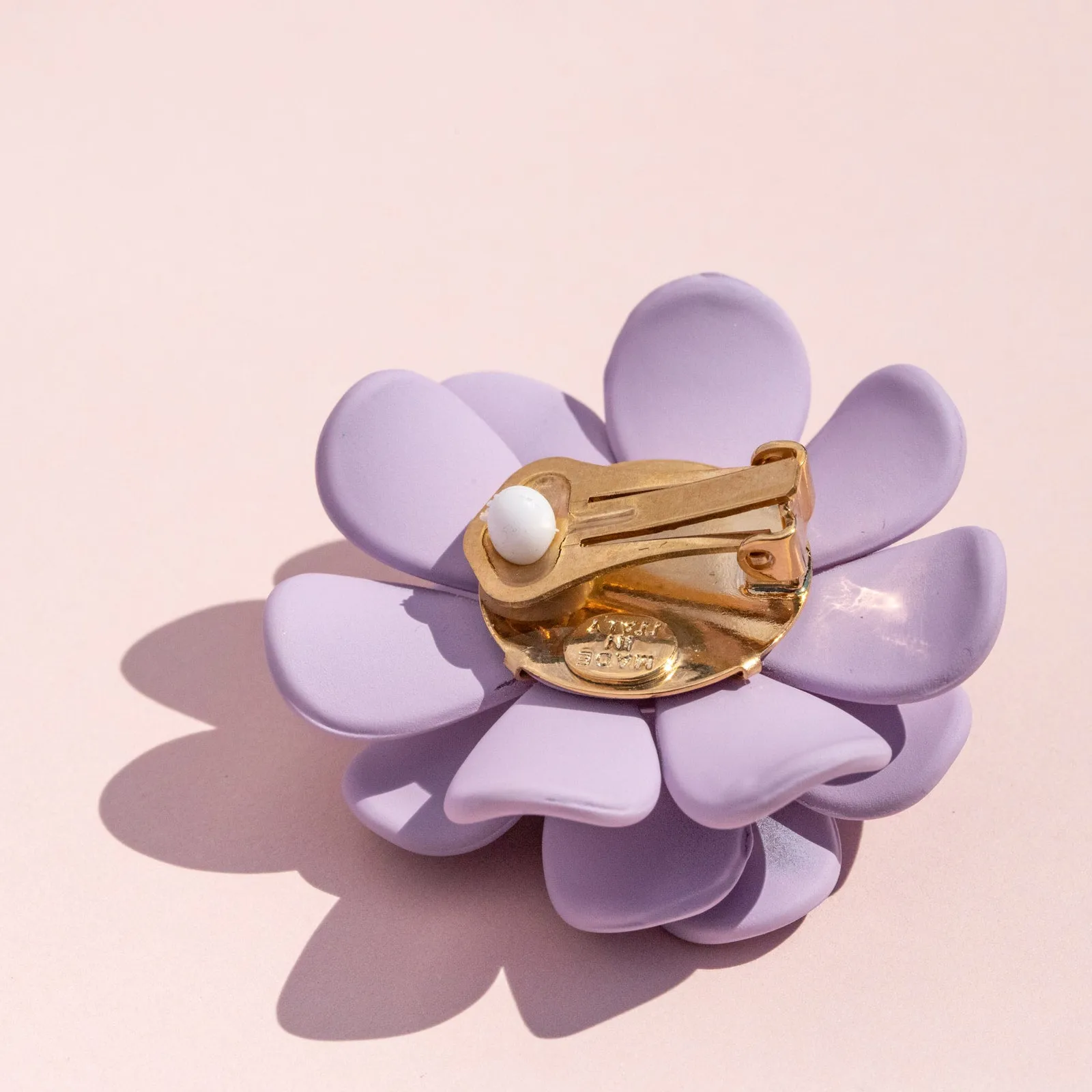 Sardinian Lavander Hibiscus Stud Earrings - Silk Effect