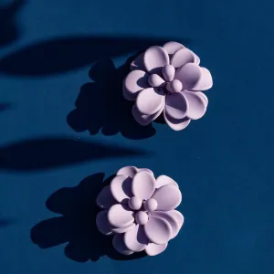 Sardinian Lavander Hibiscus Stud Earrings - Silk Effect