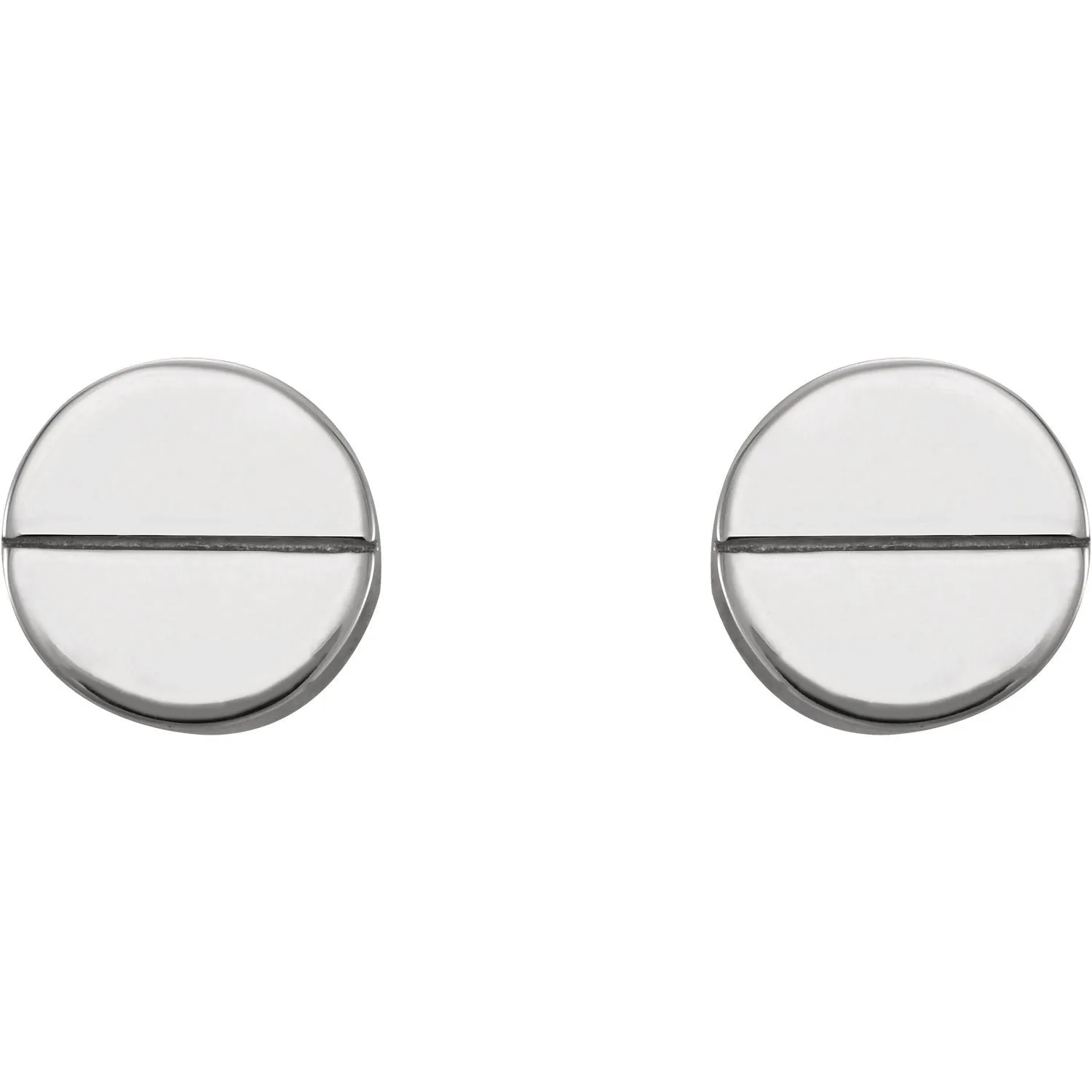 Screw Head Shaped Geometric Earrings with Backs - 14K Gold (Y, W or R), Platinum, or Sterling Silver
