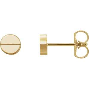 Screw Head Shaped Geometric Earrings with Backs - 14K Gold (Y, W or R), Platinum, or Sterling Silver