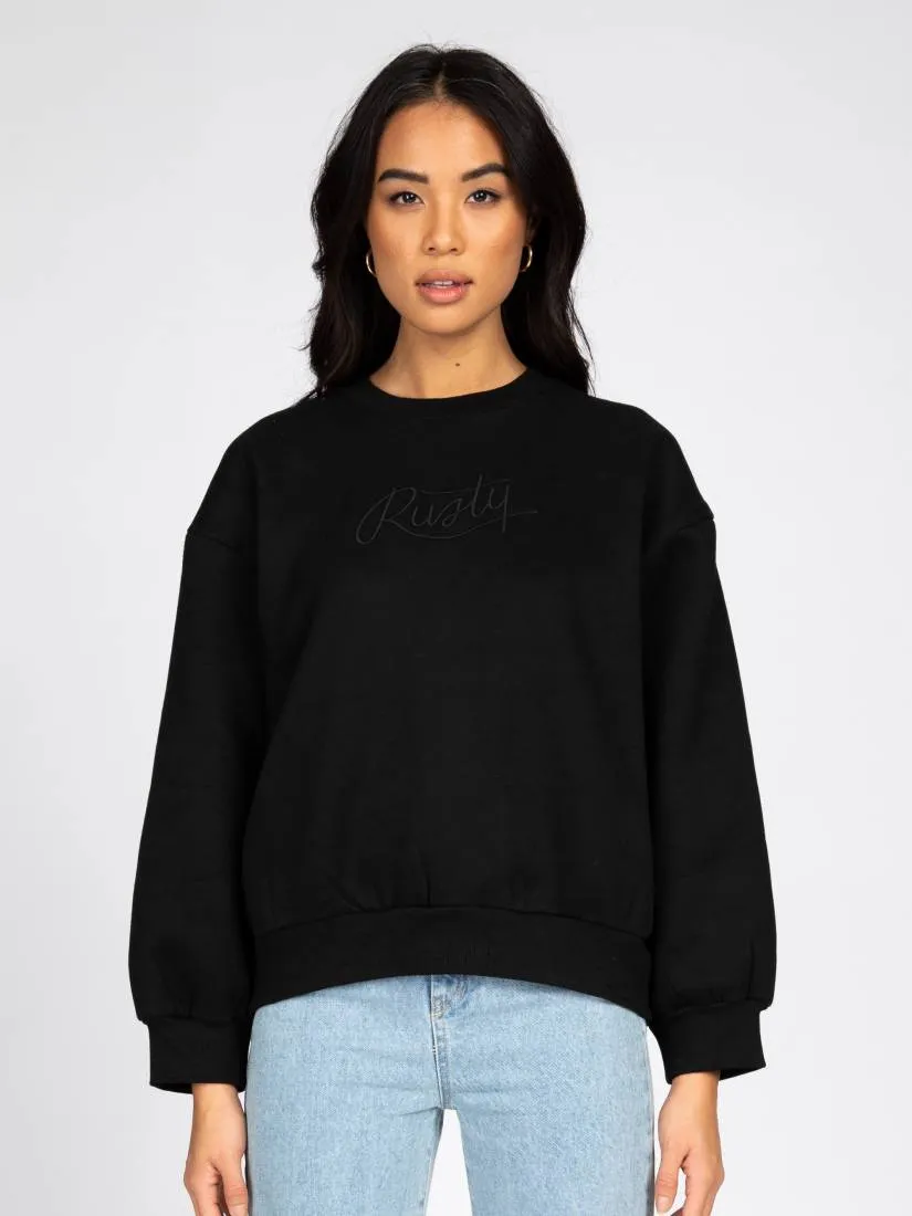 Script Oversize Crew Neck Fleece