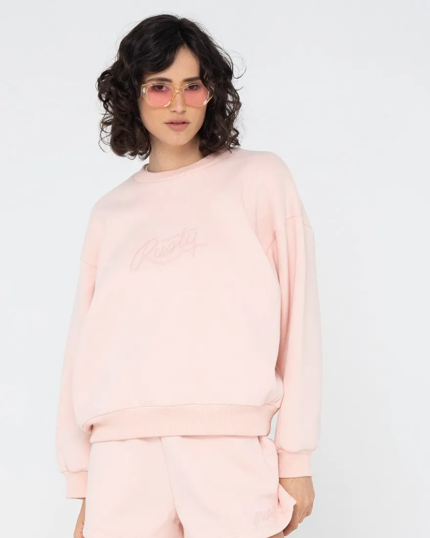 Script Oversize Crew Neck Fleece