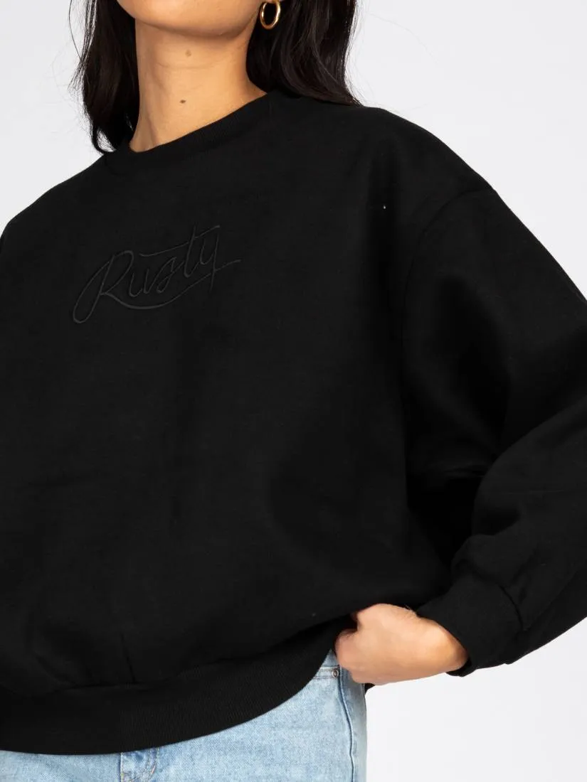 Script Oversize Crew Neck Fleece