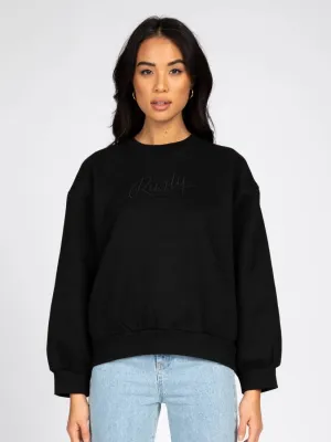 Script Oversize Crew Neck Fleece
