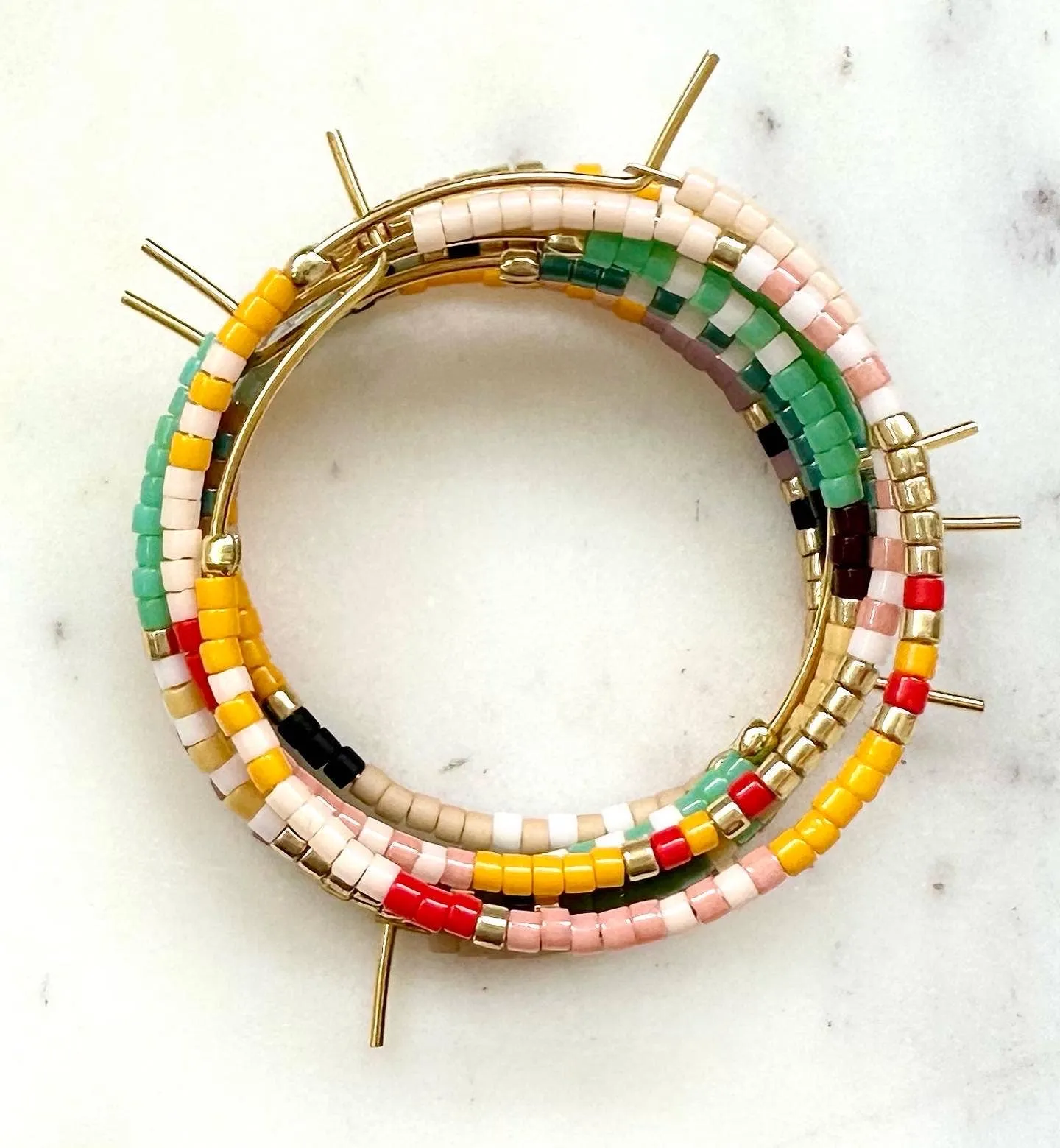 Sea Green Beaded Hoops