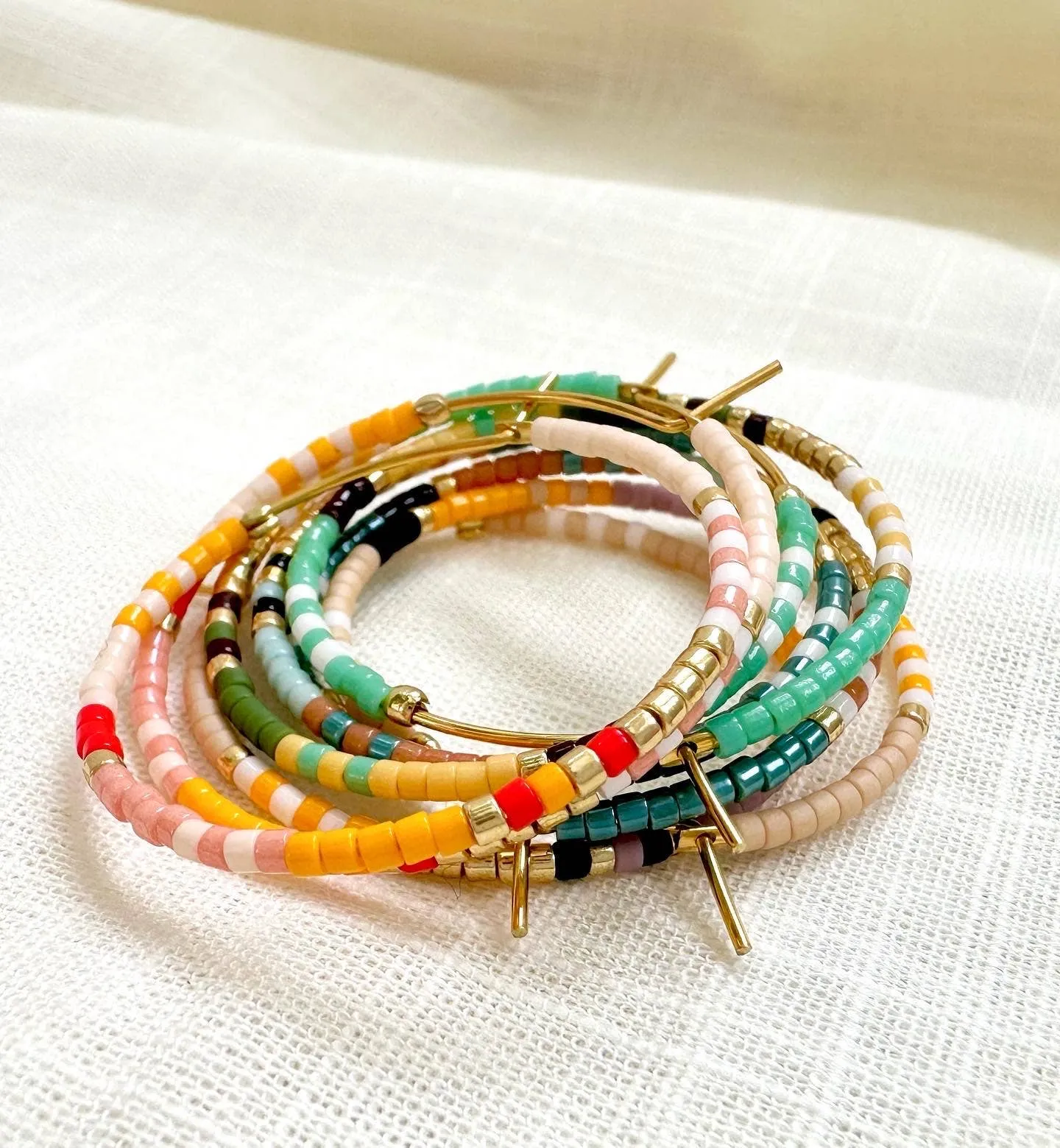 Sea Green Beaded Hoops