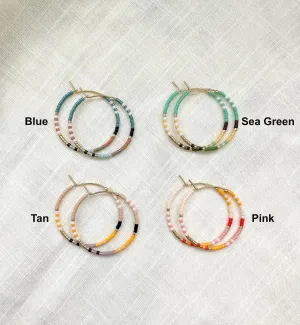 Sea Green Beaded Hoops