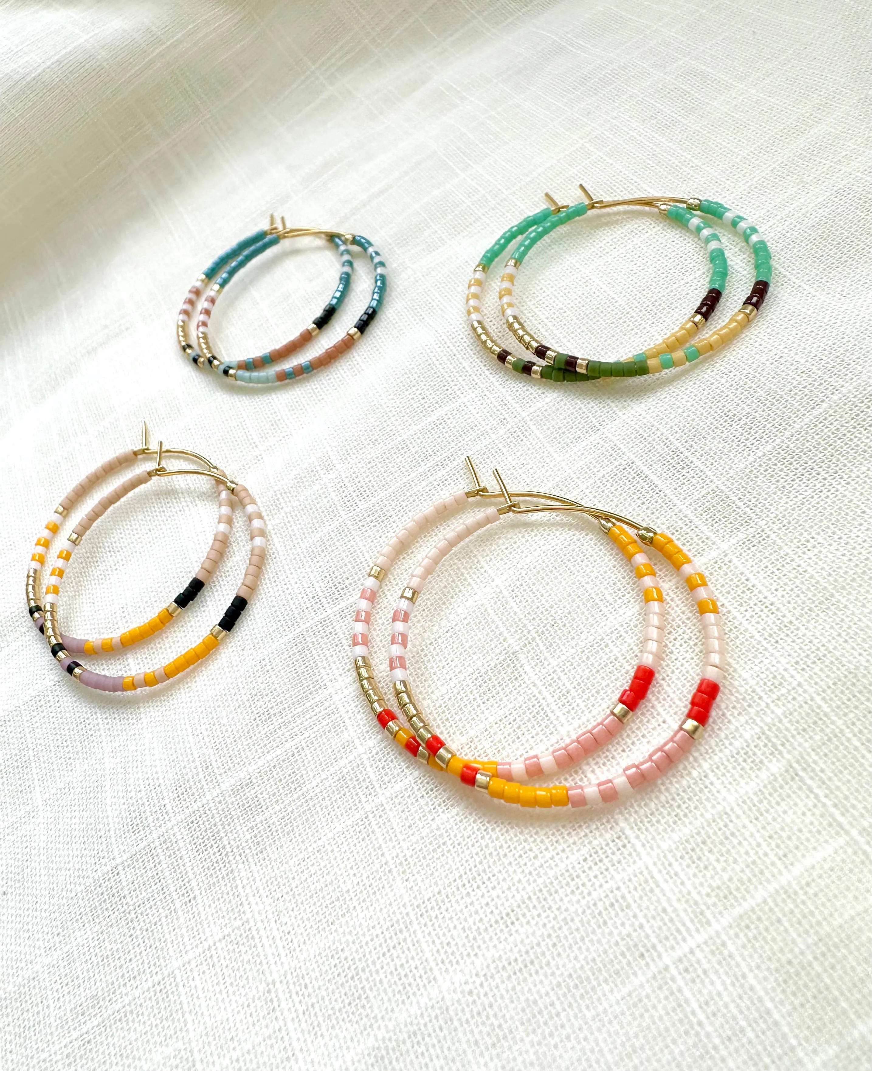 Sea Green Beaded Hoops