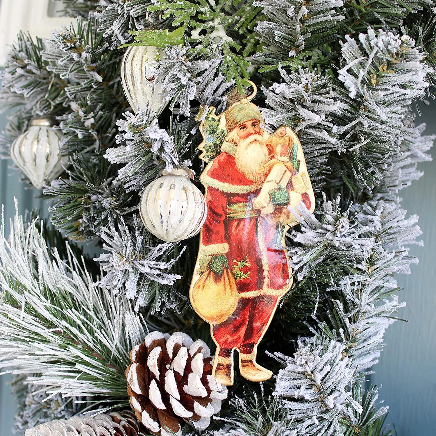 Set of 6 Vintage Retro Christmas Ornaments (3 Designs, 6 Ornaments Total)