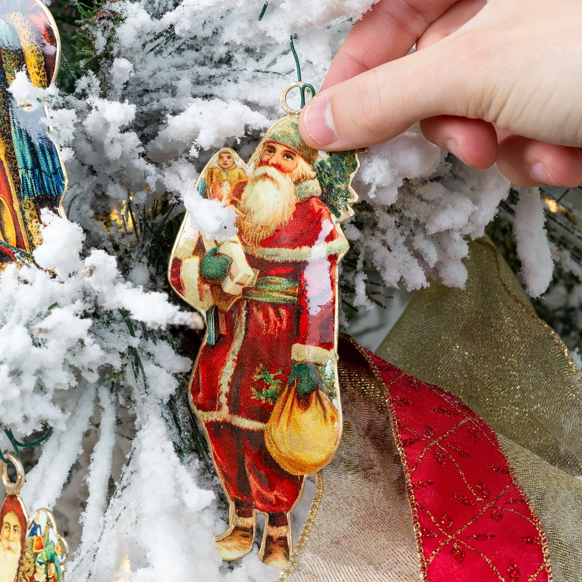 Set of 6 Vintage Retro Christmas Ornaments (3 Designs, 6 Ornaments Total)