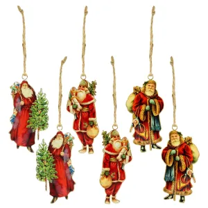 Set of 6 Vintage Retro Christmas Ornaments (3 Designs, 6 Ornaments Total)