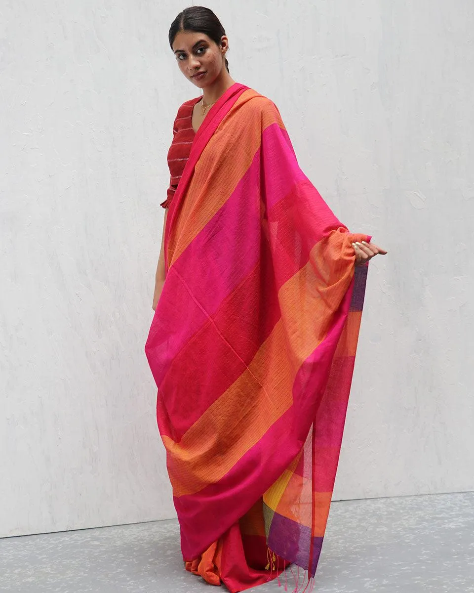 Sevvi Handwoven Cotton Saree-Madras
