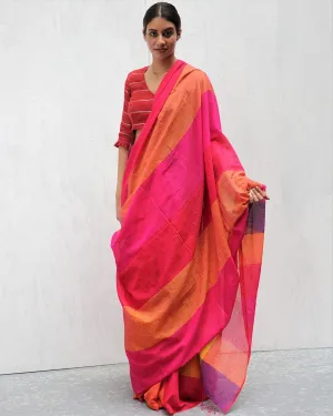 Sevvi Handwoven Cotton Saree-Madras
