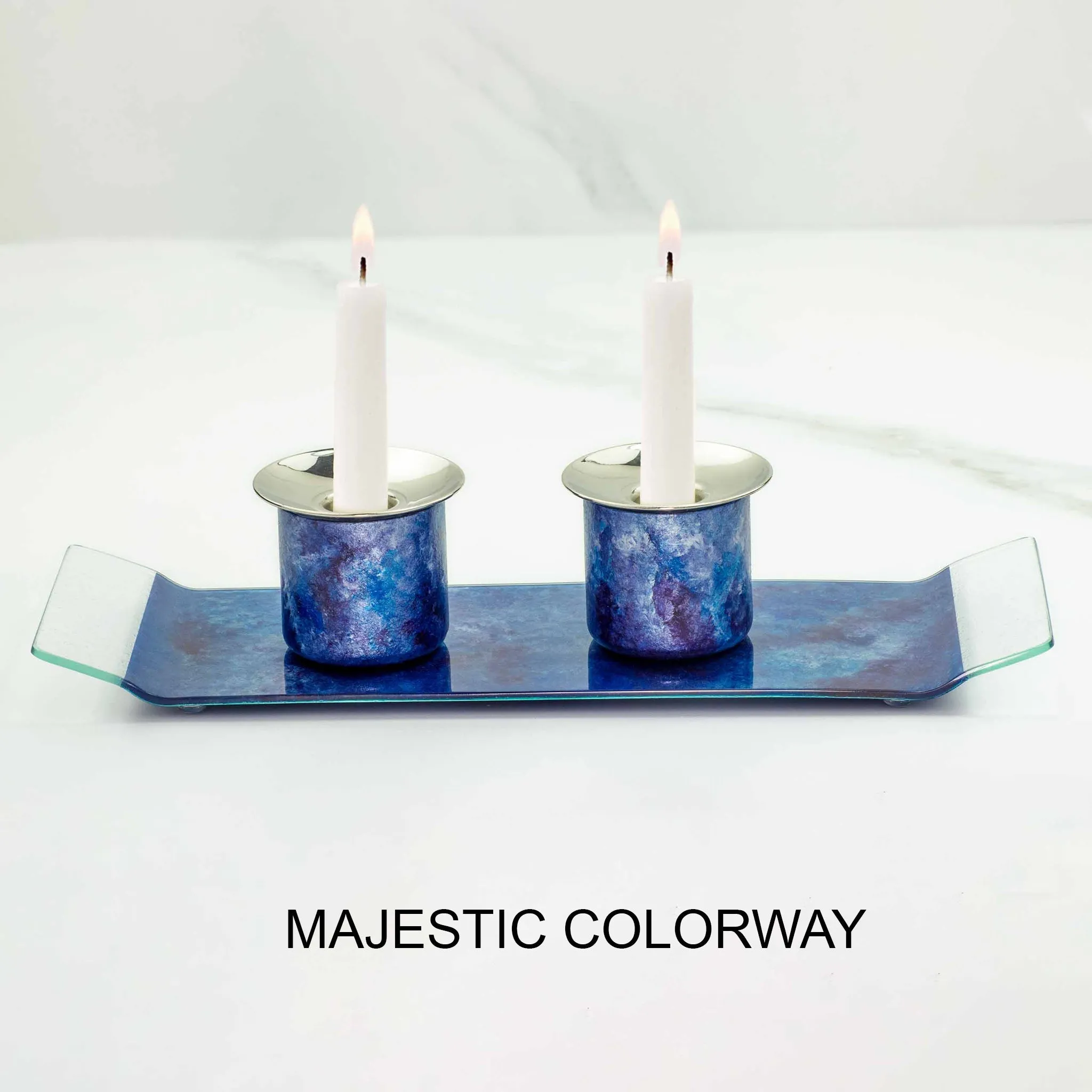 Shabbat Lucerna Candlestick Set with Tray by Amalia Flaisher